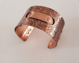 Copper Punched Textured Woven Cuff Bracelet