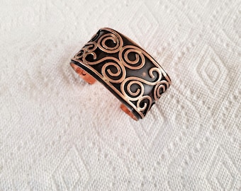 Copper Multi Spirals Filagree Form-Folded Layered Woven Cuff Bracelet