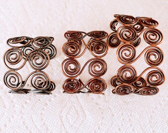 Copper Multi Spirals Filagree Form-Folded Layered Woven Cuff Bracelet