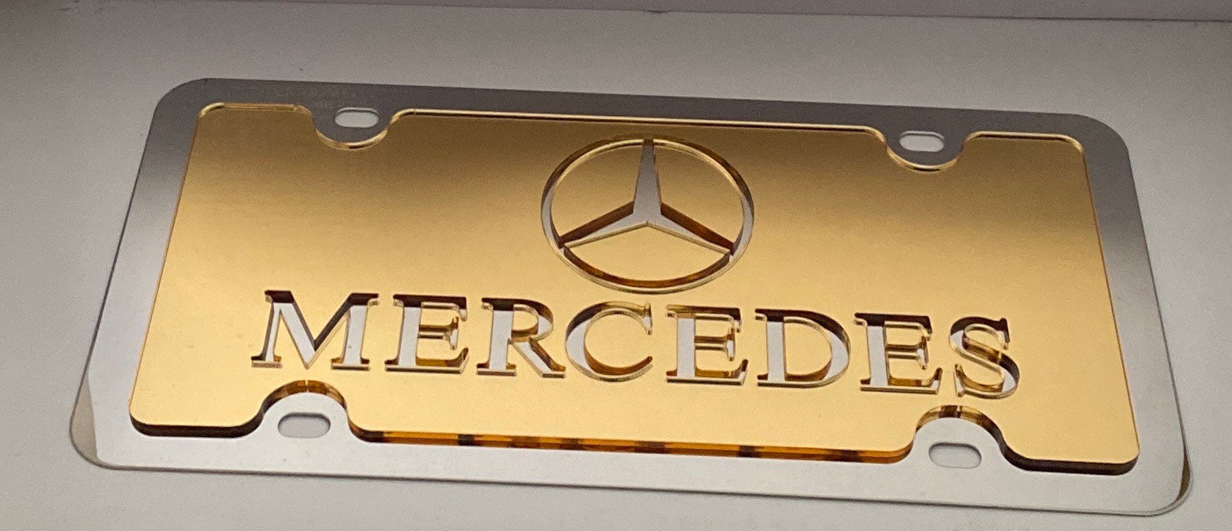 Mirror Chrome Mercedes Benz Logo Laser Etched StainlessSteel