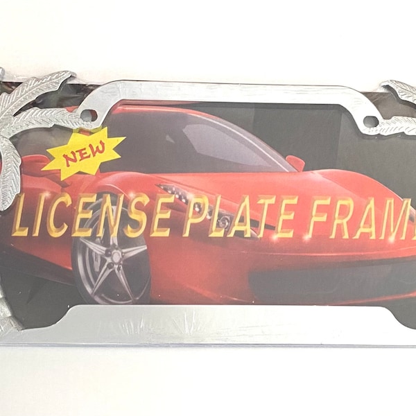 Palm Trees  Metal Chrome or Gold  License Plate Frame For Car Truck , Suv, Van. Size 6.5” x 13.5”