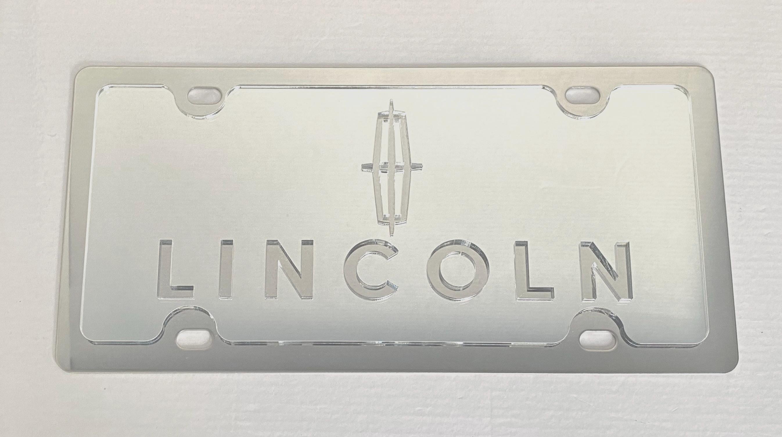 IPick Image 3D Dual Logo Stainless Steel License Plate – Lincoln, Chrome Mirror Finish, Rust-Proof