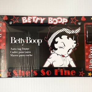 Betty Boop, Minnie Mouse License Plate Frame Universal Size Fits Car, Truck SUV’s ,Van USA or Canada. PR Betty Decal 2 Pc.