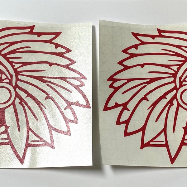 Native American Indian Head White Vinyl Decal Sticker (2Pcs. Rt & Left)