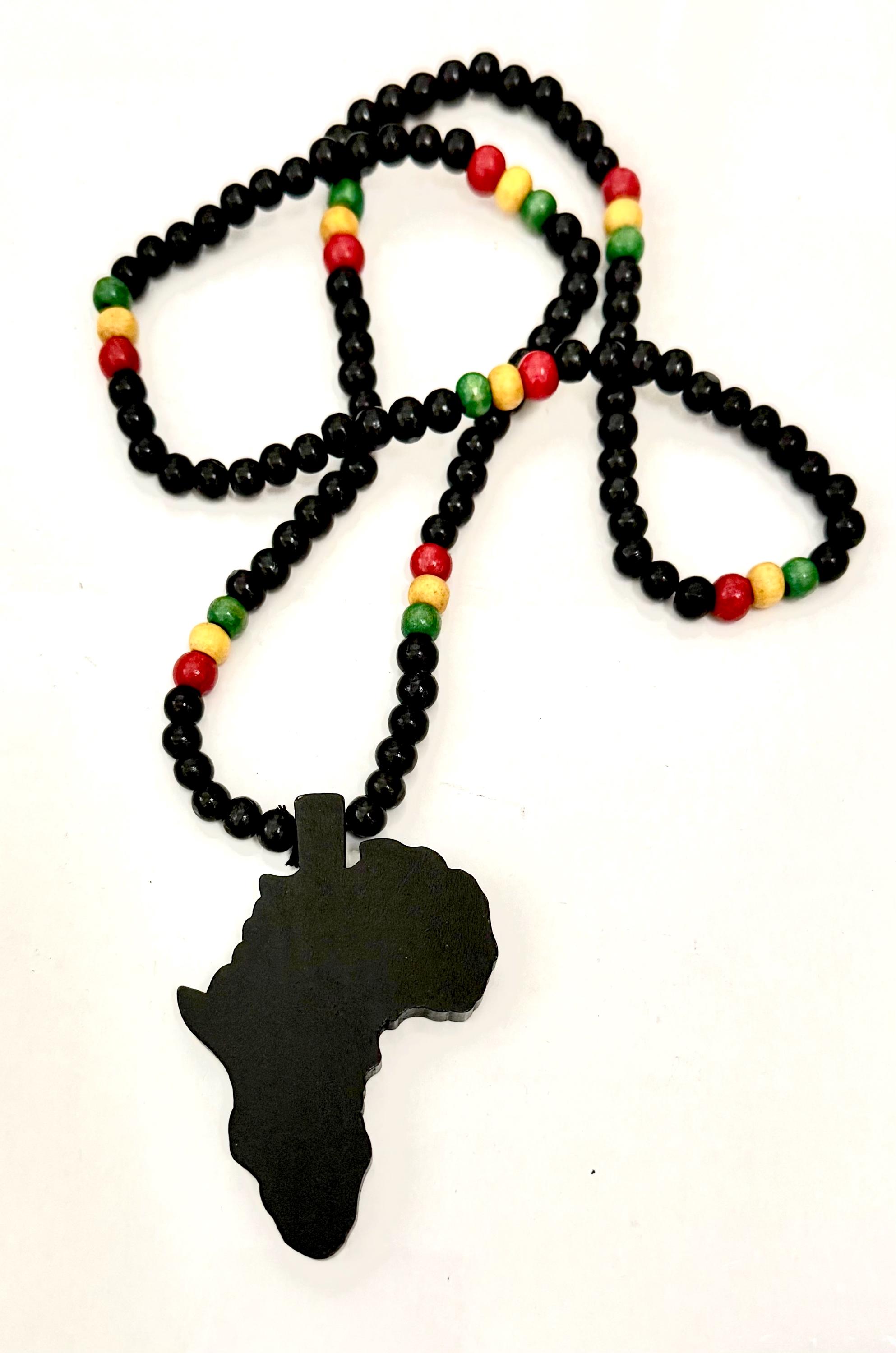 Rasta Africa Map Wooden Beaded Necklace - Red, Green, Yellow - Etsy