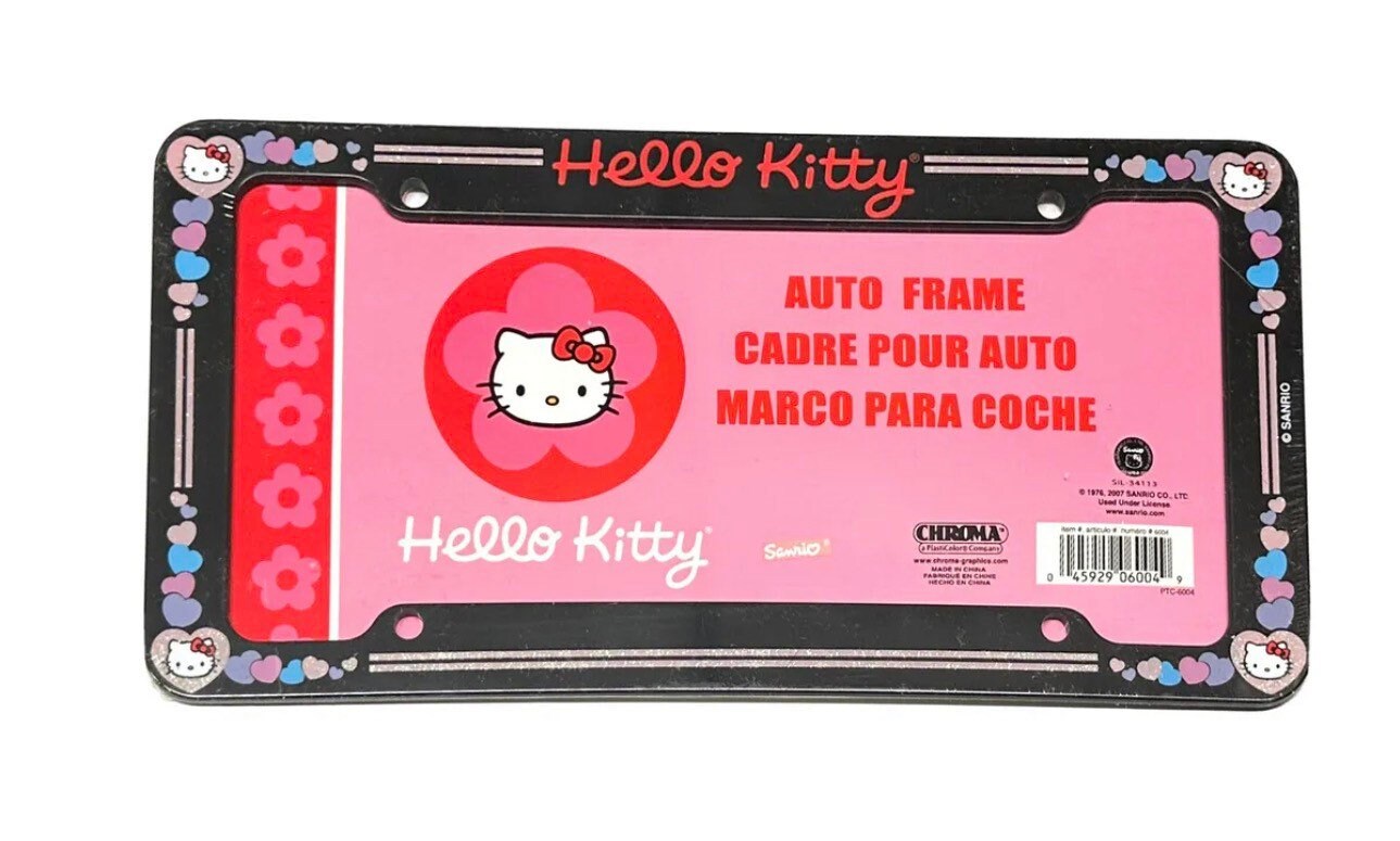 thumbnail image 2 of Hello Kitty Aluminum License Plate Frame – New Car Tag Holder, Made In USA 2 of 3