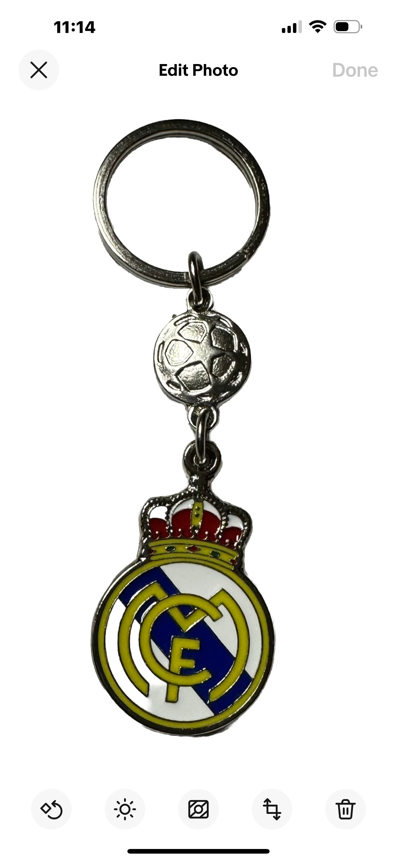 Porte-clés Vintage Real Madrid – Métal – Fabriqué En Espagne