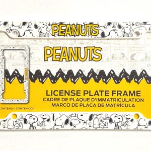 Peanuts Snoopy Plastic License Plate Frame, Universal Fit for Cars