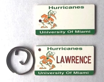 Personalized Miami Hurricanes Engraved Keychain