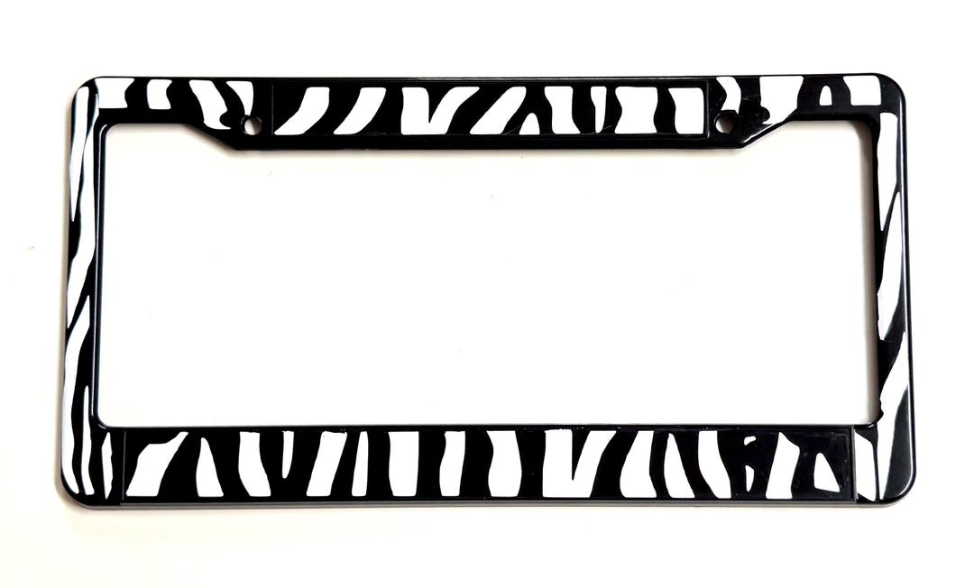 Zebra Design License Plate Frame: Weatherproof Vinyl, Car Truck SUV Van ...