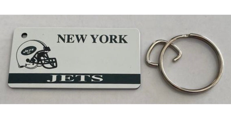 New York Jets or NY Giants Metal Aluminum License Plate Or Engravable Keychains