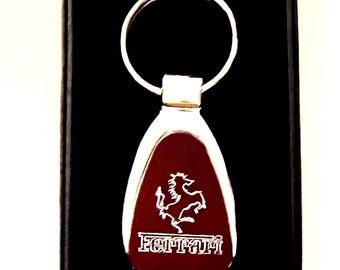 Personalized Custom made Ferrari Keychain: Engraved Car Keyring