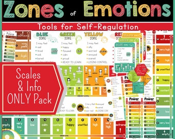 Zones of Emotions Scale Check-In Charts Only Pack: Self-Awareness of Emotions, Self-Regulation, Emotional Intelligence