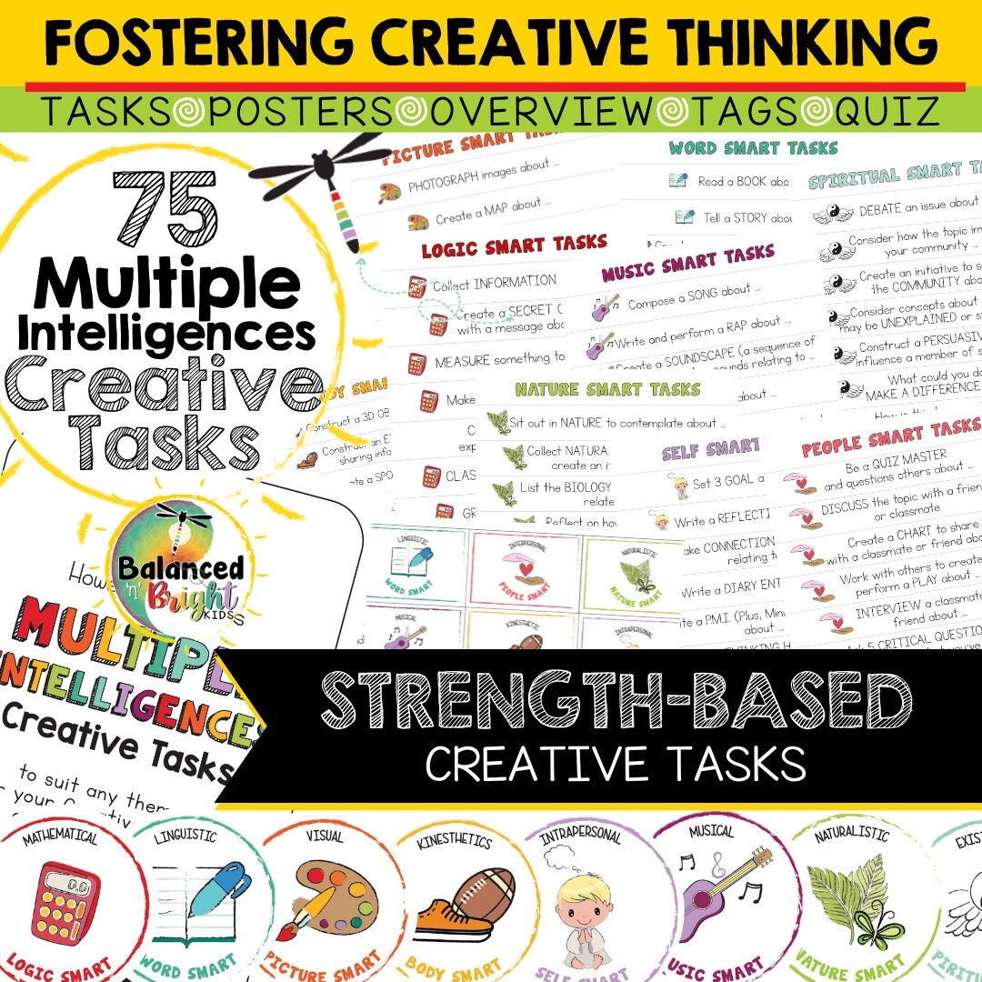 75 Multiple Intelligences Creative Tasks: Creative Thinking, Strengths ...