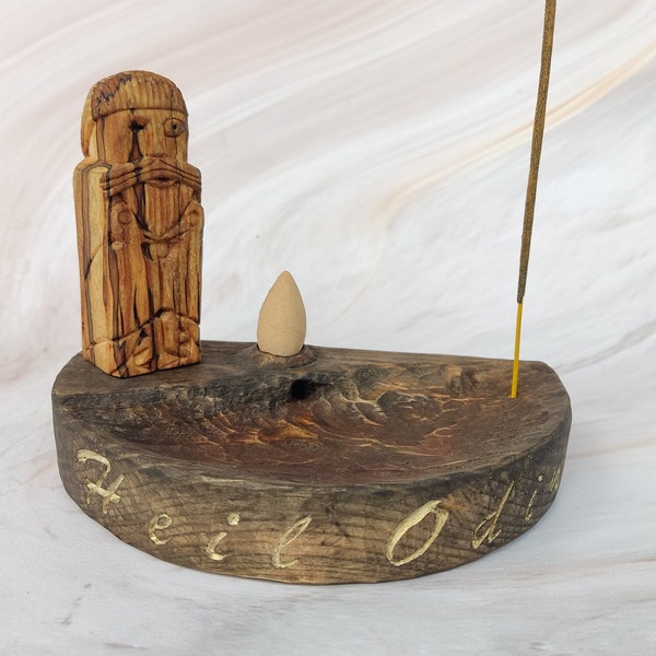 Odin Incense stick holder, Backflow Wotan Allfather, Wooden Backflow incense burner, Incense Holder for Meditation