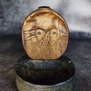 Odin&#39;s Ravens Huginn Muninn incense holder, Wooden Backflow incense raven-god, Norse Backflow Incense Burner.