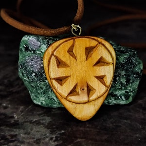 Wooden slavic pendant necklace for man, wooden slavic amulet necklace for man, Slavic jewelry.