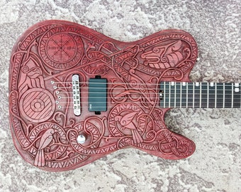 Custom Electric Guitar, for psychodelic rock guitar players, stoner/sludge metal, bas relief atr electric guitar