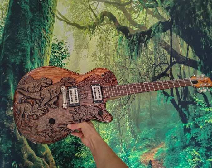 Hand-carved Dinosaur Electric Guitar | Custom Sludge / Doom / Stoner ...