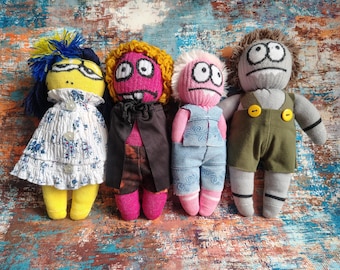 Whimsical Soft Doll Pair – Vampire, Bookworm & Village Duo