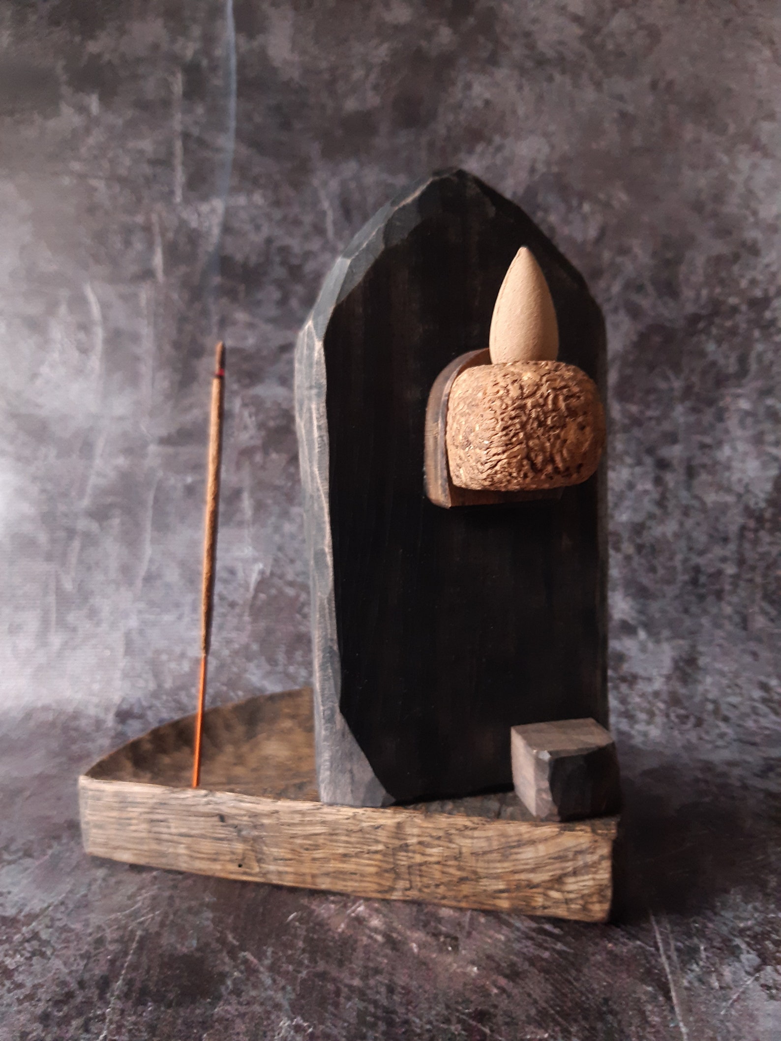 Backflow Incense Burner Picture Stone, Wooden Backflow Incense Burner