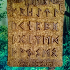 Runic Alphabet Wall Hanging, Runes Set, Elder Futhark Runes Set, Futhark Runes Wall Decor - Alphabet Runes Futhark - Wooden Runes for Altar