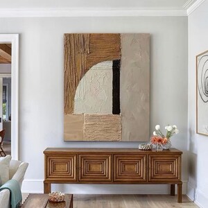 Boho Abstract Wall Art / Beige Textured Painting / Abstract Oil Paintings on Canvas/ Wabi Sabi Art / 3D Minimalist Home Decor