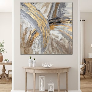 Modern Golden Oil Painting on Canvas / New Design / High-Quality Hand-painted / Oil Painting for Wall Decor