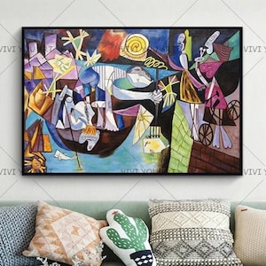 Pablo Picasso Reproduction &quot;Night Fishing at Antibes &quot; /Oil Painting On Canvas /Museum Quality/100% Hand Painted