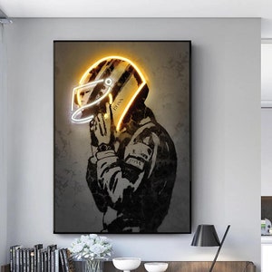 Ayrton Senna F1 Poster Without a Frame/ Art Print on Canvas Looks Like a Neon Effect /Motorcycle Racing Poster/F1 Fan Gift