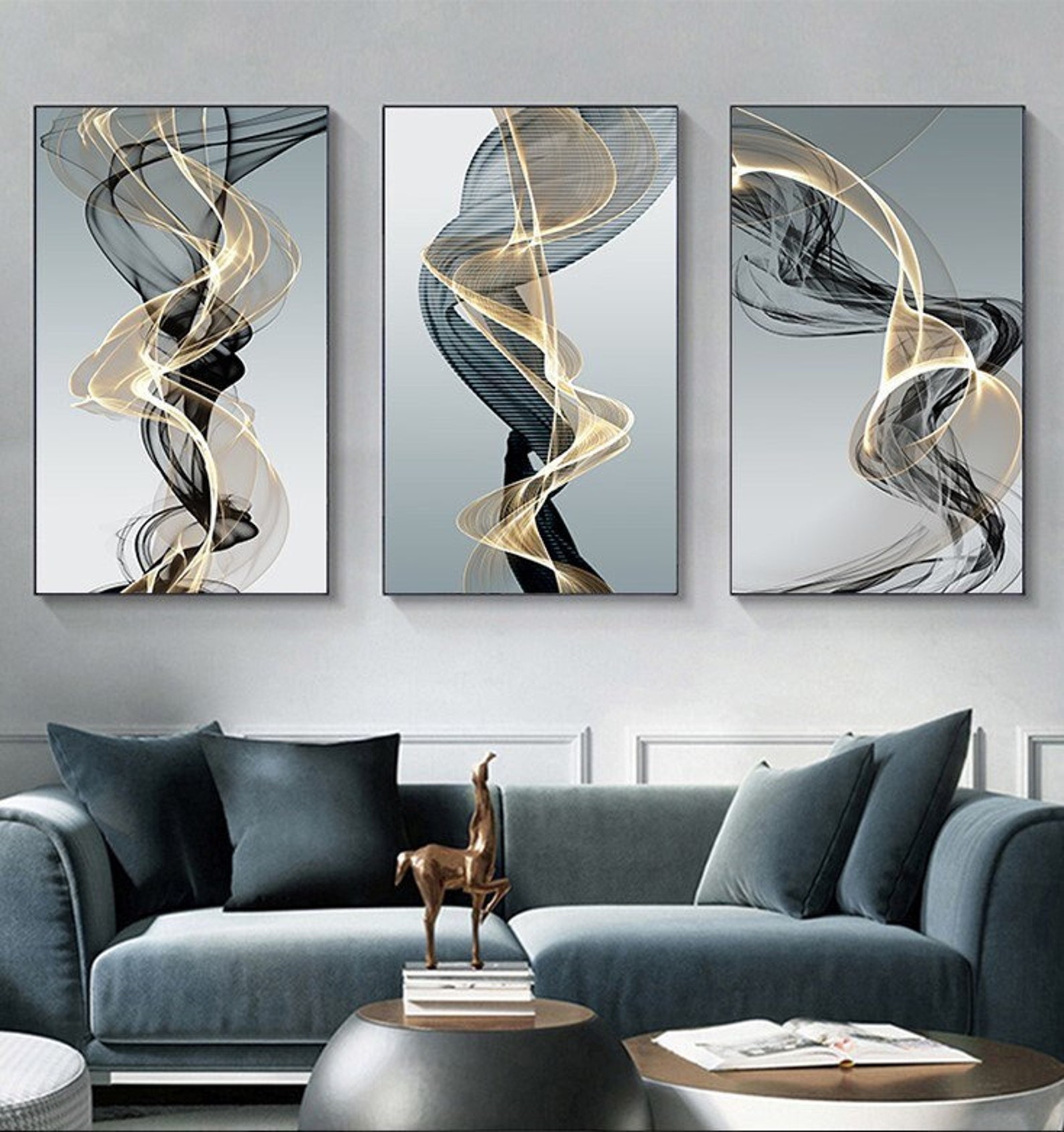 Abstract Yellow and Black Lines / Wall Art Poster/ Modern Poster Print