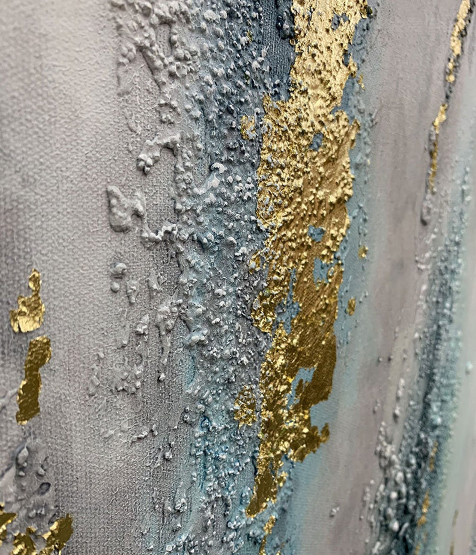 Handmade Acrylicoil Painting With Gold Foil Decor on Canvas / Modern