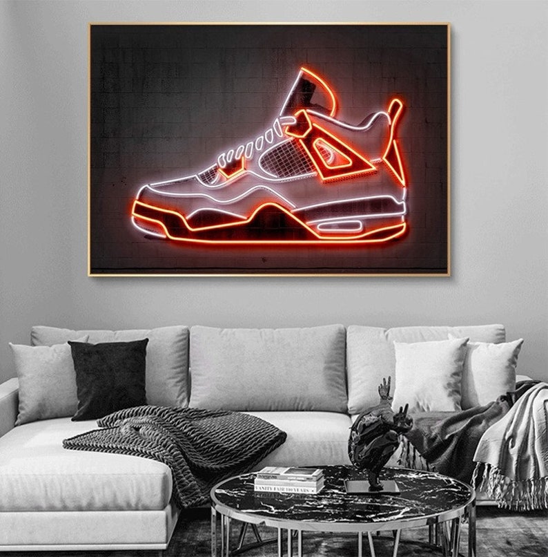 Nike Air Jordan / Digital Neon Art Print/jordan Wall Art Etsy