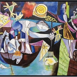 Pablo Picasso Reproduction "Night Fishing at Antibes " /Oil Painting On Canvas /Museum Quality/100% Hand Painted