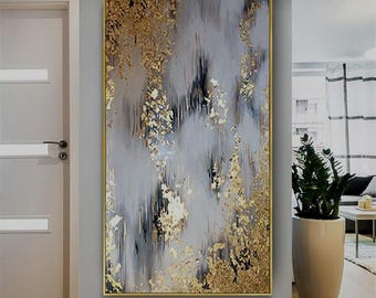 Beautiful Gold Foil 100% Hand Painted Acrylic Art