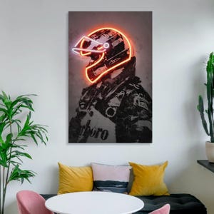 Ayrton Senna F1 Poster Without a Frame/ Art Print on Canvas Looks Like a Neon Effect /Motorcycle Racing Poster/F1 Fan Gift