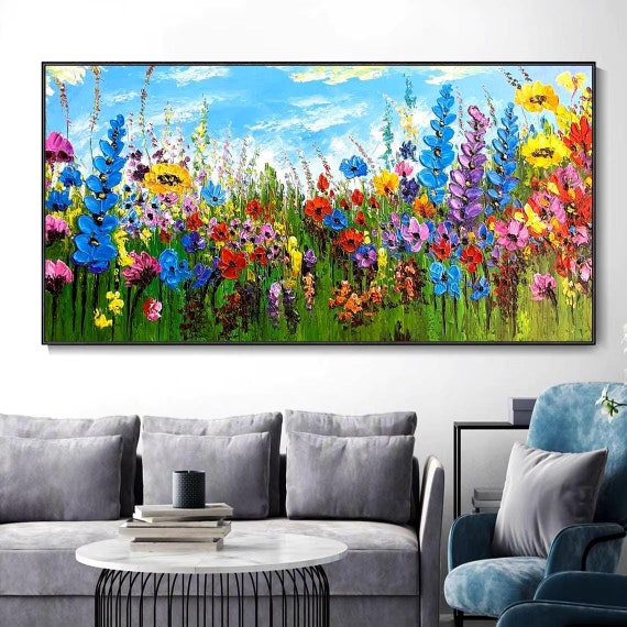 Flowers Oil Painting On Canvas / 100% Handmade Oil Painting /  Abstract Painting / Decorative Painting