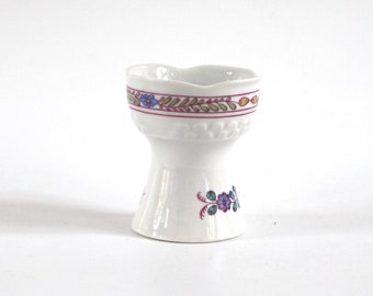 Egg cup porcelain Volkstedt pastoral flowers decor 50s