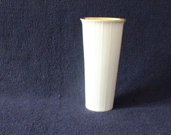 large round porcelain vase white chimney cylinder by Zeh-Scherzer Porzellan Bavaria 19 cm