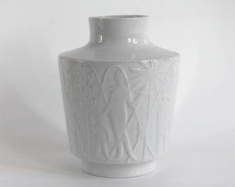 OpArt Gemstone Porcelain Vase White Relief Paradise Kurt Wendler 50s 60s