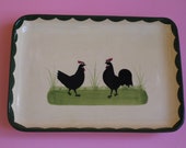 Zell Hamersbach Zeller Ceramic Rooster and Hen Serving Plate Plate Cake 27x19