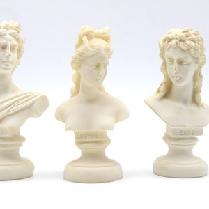 3 Greek ancient figures (Apollo Apphrodite Eros) carefully crafted from injection molding about 12 cm high