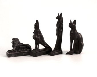 Horus Bastet Anubis Dekofigur schwarz Ägypten Altägypten Stein(?)figur schon älter