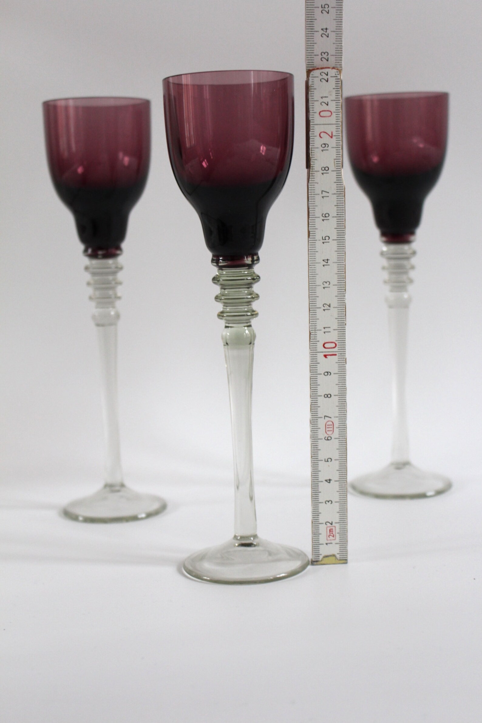 3 Longstemmed Glasses in Wine Red Craftsmanship Rings on the Etsy