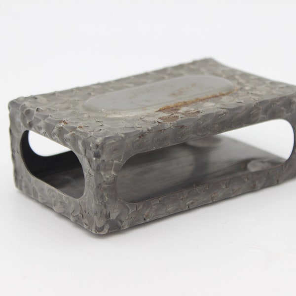 norwegian matchbox holder vintage pewter Oslo metal pearletinn tin large version scandic antique