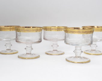Murano Medici Likörglas mit Goldrand Likörgläser Ätzdekor  Trinkglas glas 