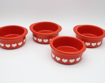 Schüsselchen Wächtersbach Keramik Herzdekor Rot/Weiß Waechtersbach Keramik Ragout Fin Schale Auflaufform Pastetenform