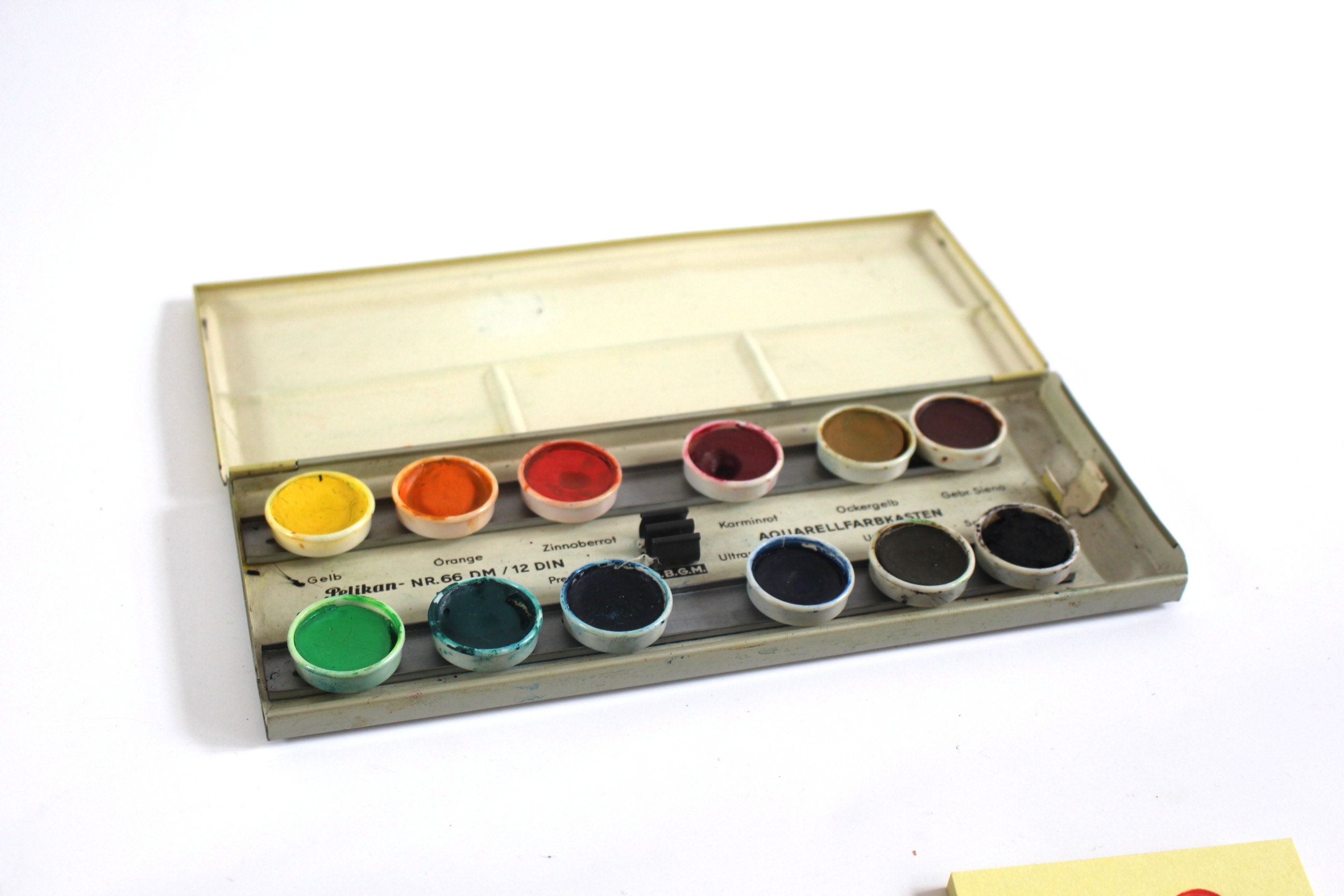 Vtg Gunther Wagner Pelikan Artists' Watercolor Set Metal & Outer  Box Germany