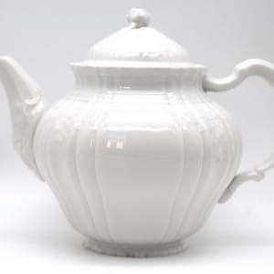 KPM Berlin Rocaille teapot, white, approx. 1.5l, design by Friedrich Elias Meyer, 1767! Chip!
