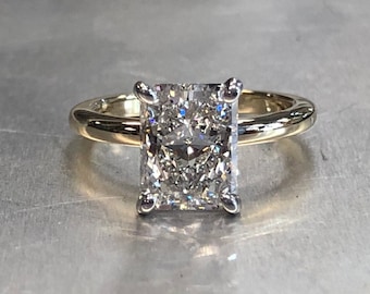 Damas 14kt Radiant Center Cut Forever One Moissanite Engagement Ring Solitaire Ring